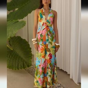 Arli Tropical Halter Maxi Dress SZ.XS NWT